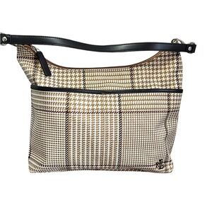 Lauren Ralph Lauren Brown and Tan Houndstooth Pattern Handbag NWOT